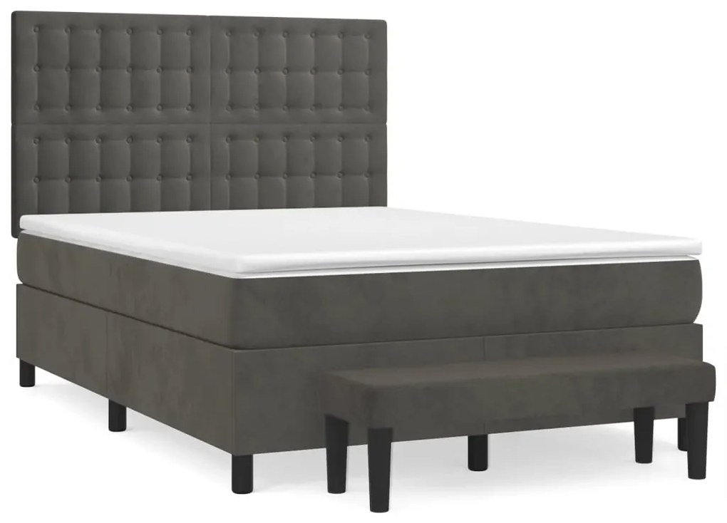 ΚΡΕΒΑΤΙ BOXSPRING ΜΕ ΣΤΡΩΜΑ ΣΚΟΥΡΟ ΓΚΡΙ 140X200 ΕΚ. ΒΕΛΟΥΔΙΝΟ 3138086