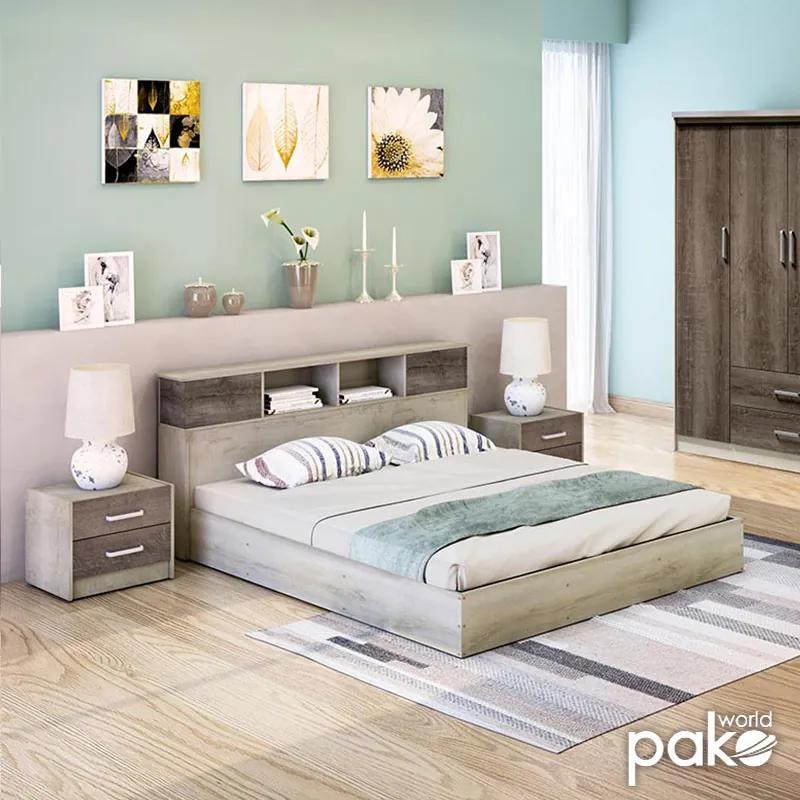 Κρεβάτι διπλό OLYMPUS pakoworld σε χρώμα castillo-toro 160x200εκ - Μελαμίνη - 123-000009