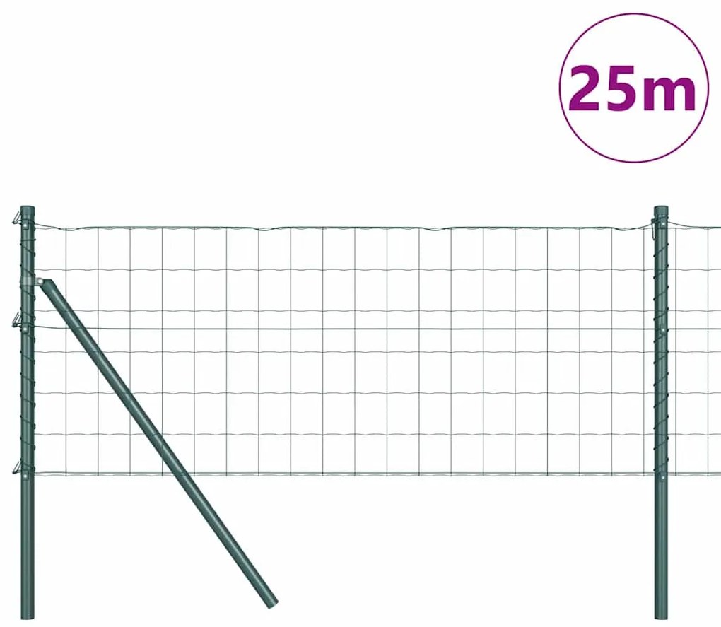 vidaXL Τεντώτο με στήριγμα Πράσινο 0,8 x 25 m Χάλυβας και PVC