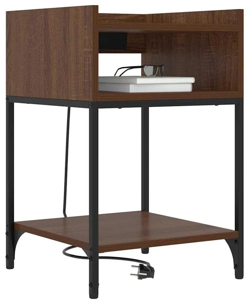 vidaXL Κομοδίνο 2 pcs Καφέ δρυς 40 x 40 x 61 εκ Επεξεργασμένο ξύλο
