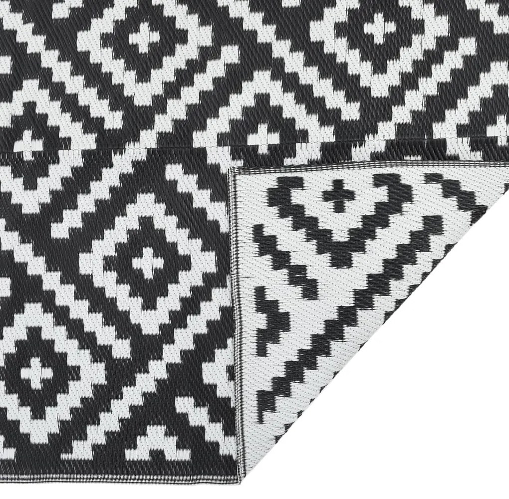 vidaXL Χαλί εξωτερικού χώρου ARAKIL Λευκό και μαύρο 80x150 cm PP