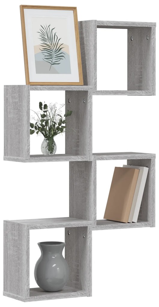 vidaXL Floating Ράφια Γκρι σονομά MDF Μεσαία Επιτοίχια Floating Ράφια