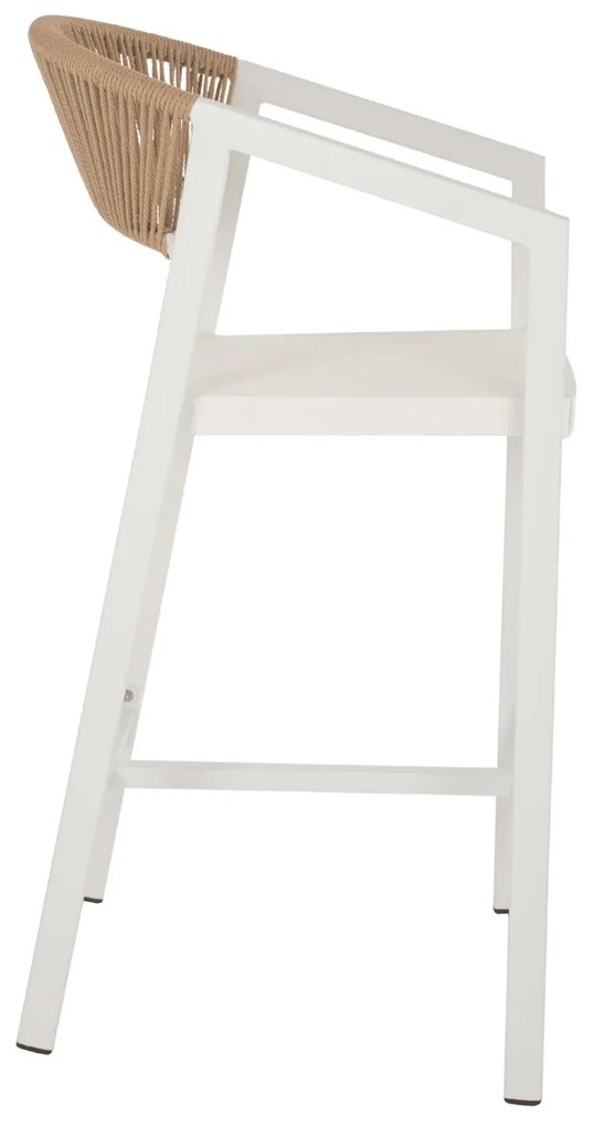 Σκαμπό Μπαρ C5892.22 Αλουμινίου Λευκό με Rattan & Textline 56x58x105Yεκ. 56x58x105 εκ.