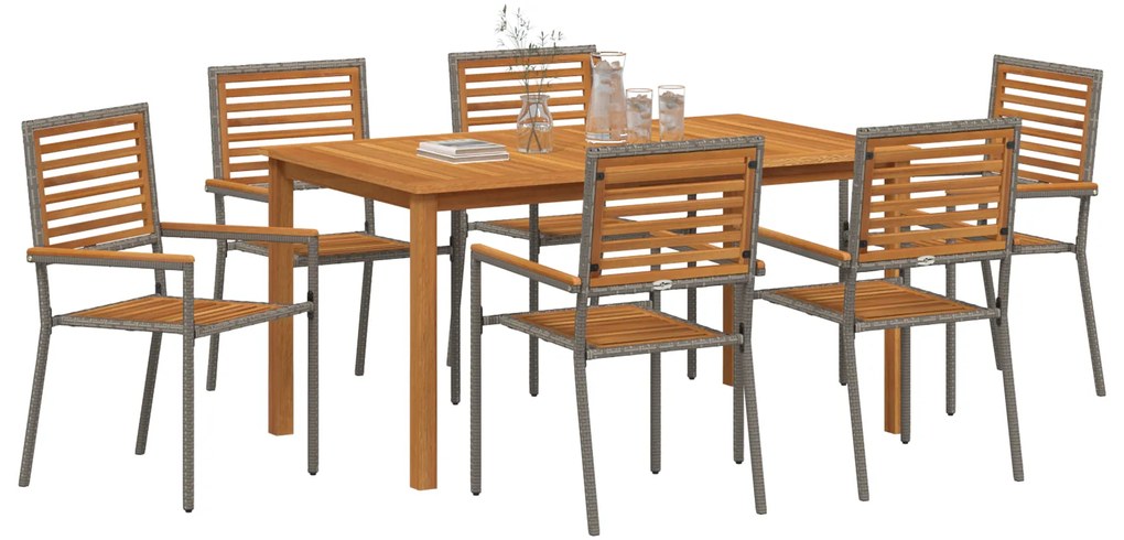 vidaXL Σετ Τραπεζαρίας Κήπου 7 pcs Γκρι 150 x 90 x 74 cm