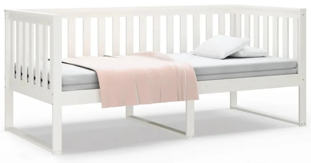 vidaXL Κρεβάτι ημέρας χωρίς στρώμα Λευκό 100x200 cm Στερεό ξύλο πεύκο