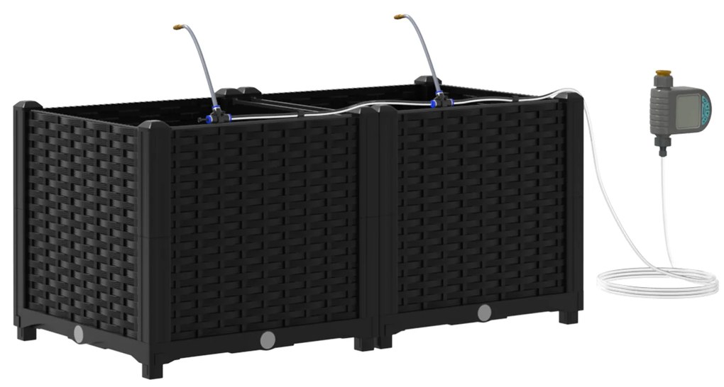 vidaXL Γλάστρες Κήπου 1 τεμ Μαύρο 80 x 40 x 37.5 cm Πλαστικό