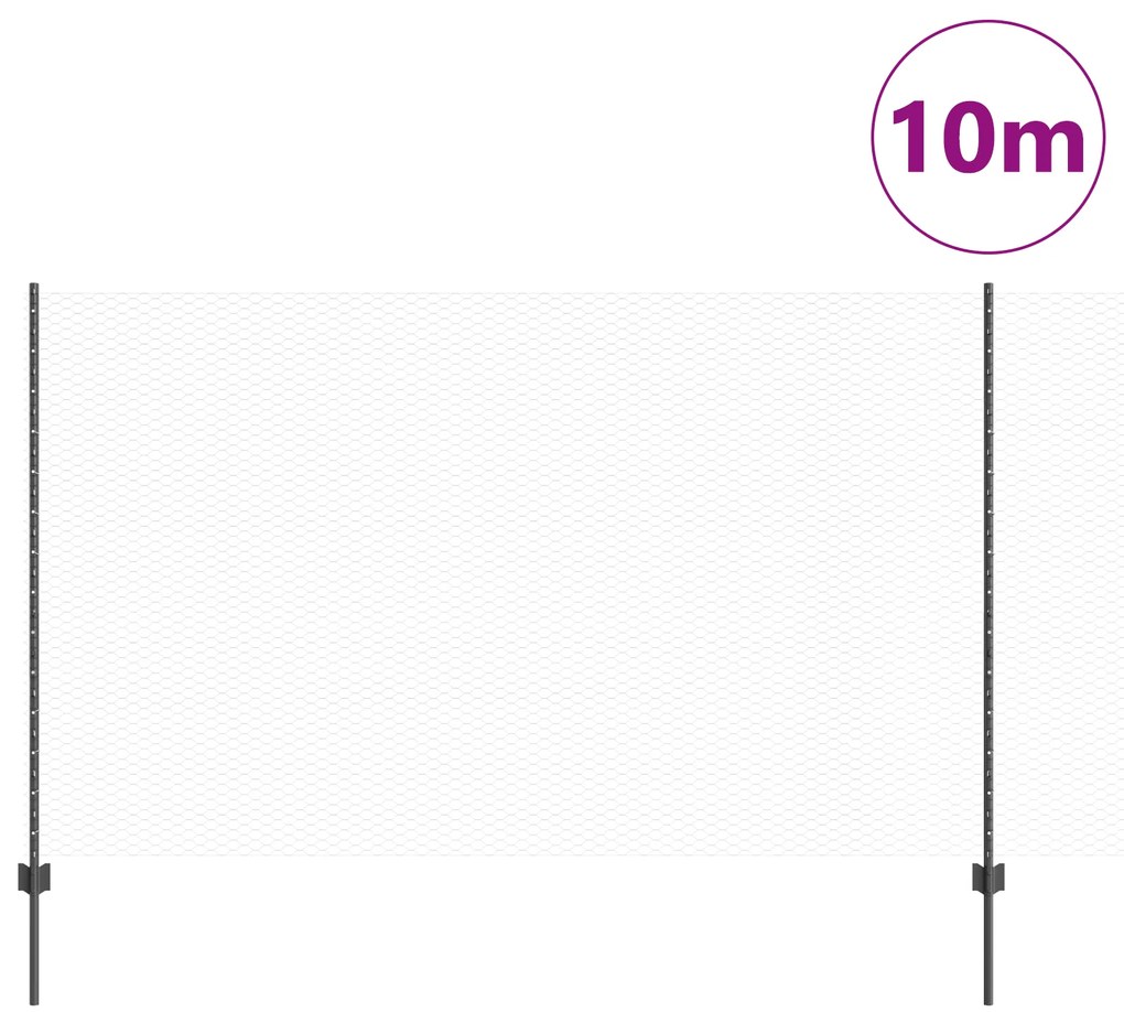 vidaXL Στήλες Φράκτη 10 τμχ U-Channel Γκρι 140 εκ Χάλυβα