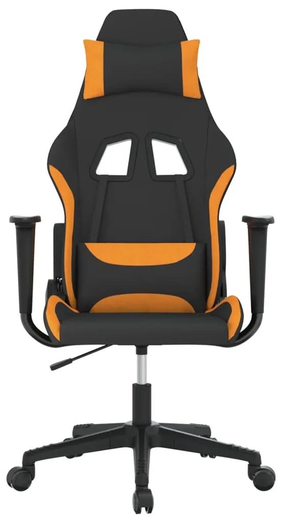 vidaXL Καρέκλα Μασάζ Gaming Μαύρη και Πορτοκαλί Υφασμάτινη