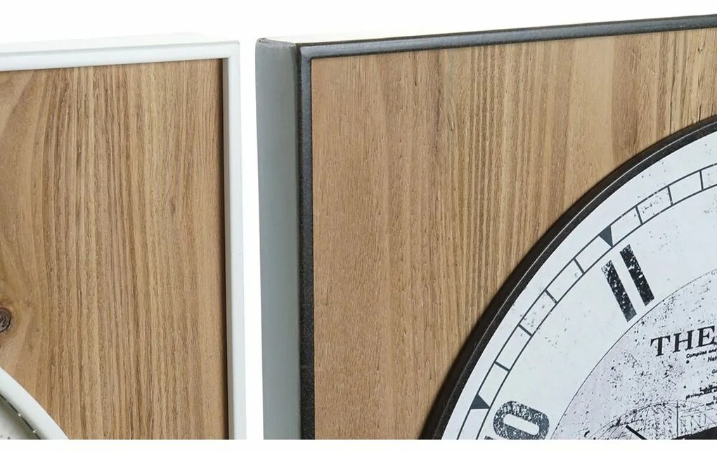 Ρολόι Τοίχου DKD Home Decor Μαύρο Λευκό Σίδερο Vintage 60 x 4,5 x 60 cm Ξύλο MDF Παγκόσμιος Χάρτης (x2)