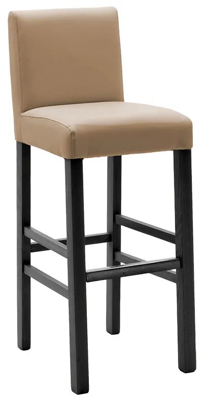 Intrahome Σκαμπό μπαρ Bari Intrahome μόκα τεχνόδερμα - πόδια ξύλο μασίφ μαύρο | SKU: INTRAPA-158111162