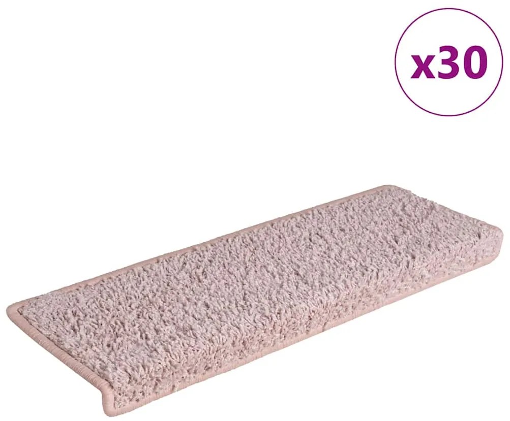 vidaXL Πατάκια Σκάλας 30 τεμ. Λευκό και Ροζ 65 x 21 x 4 εκ.