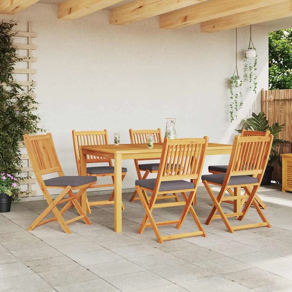 vidaXL Πτυσσόμενη Καρέκλα με μαξιλάρι 6 pcs Γκρι 49 x 57.5 x 92εκ