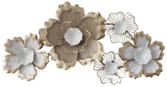 Διακοσμητικό τοίχου Vogene Inart μέταλλο σε χρυσή-λεύκη απόχρωση 90.5x47x7εκ 345-000003-345-000003-Λευκό-Χρυσό 345-000003