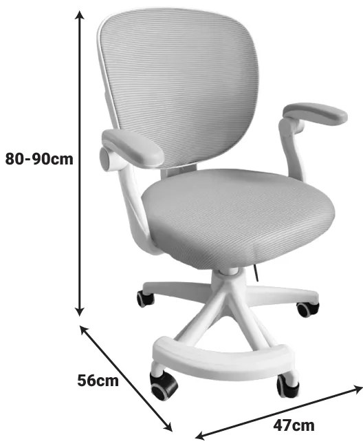 Καρέκλα γραφείου παδική Bernu pakoworld ύφασμα mesh σε ροζ απόχρωση 47x56x80-90εκ