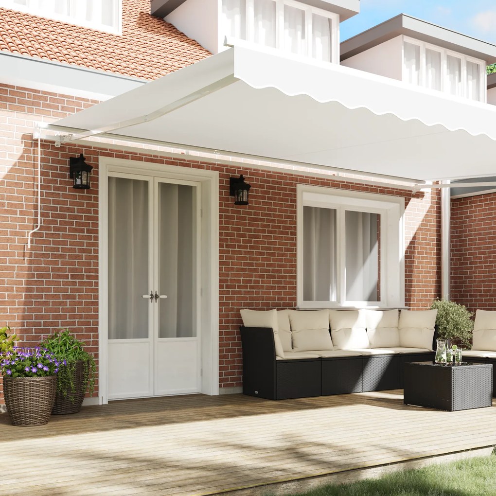vidaXL Χειροκίνητη Ανασυρόμενη Τέντα Λευκή 500x350 cm