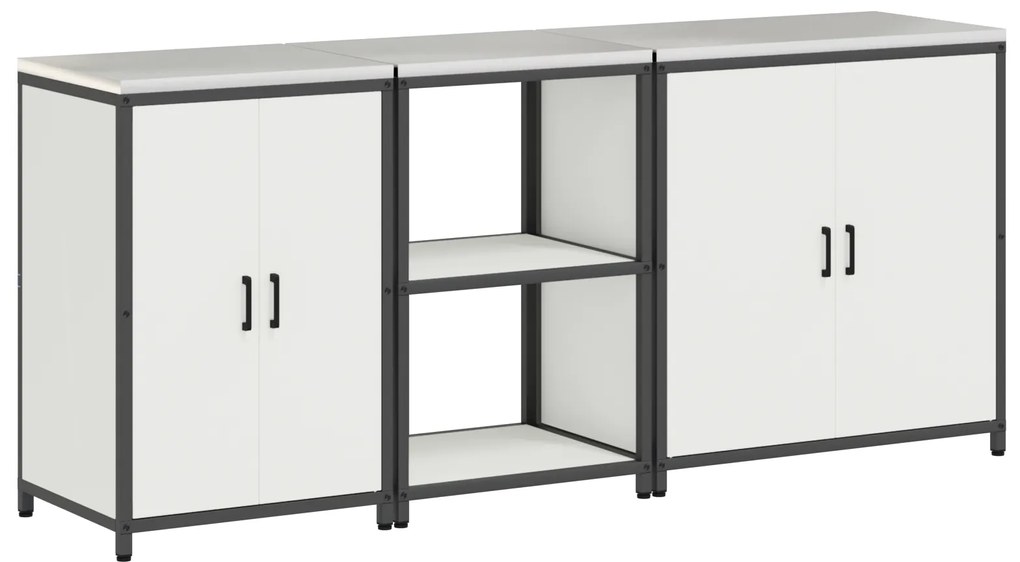 vidaXL Σετ Αποθήκευσης Κουζίνας με ράφι 3 pcs Λευκό 210 x 50 x 92 εκ