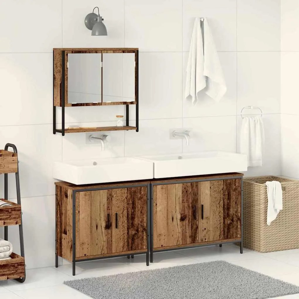 vidaXL Σετ Επίπλων Μπάνιου με αποθήκευση 3 pcs Καφέ 80 x 30 x 44 εκ.