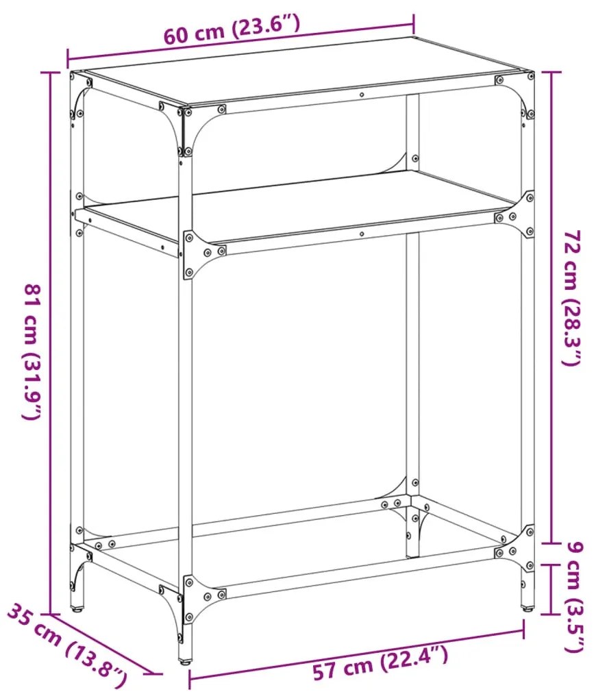 ΤΡΑΠΕΖΙ ΚΟΝΣΟΛΑ ΕΠΙΦΑΝΕΙΑ ΜΑΥΡΟ ΓΥΑΛΙ 60X35X81 ΕΚ. ΑΤΣΑΛΙ 846023