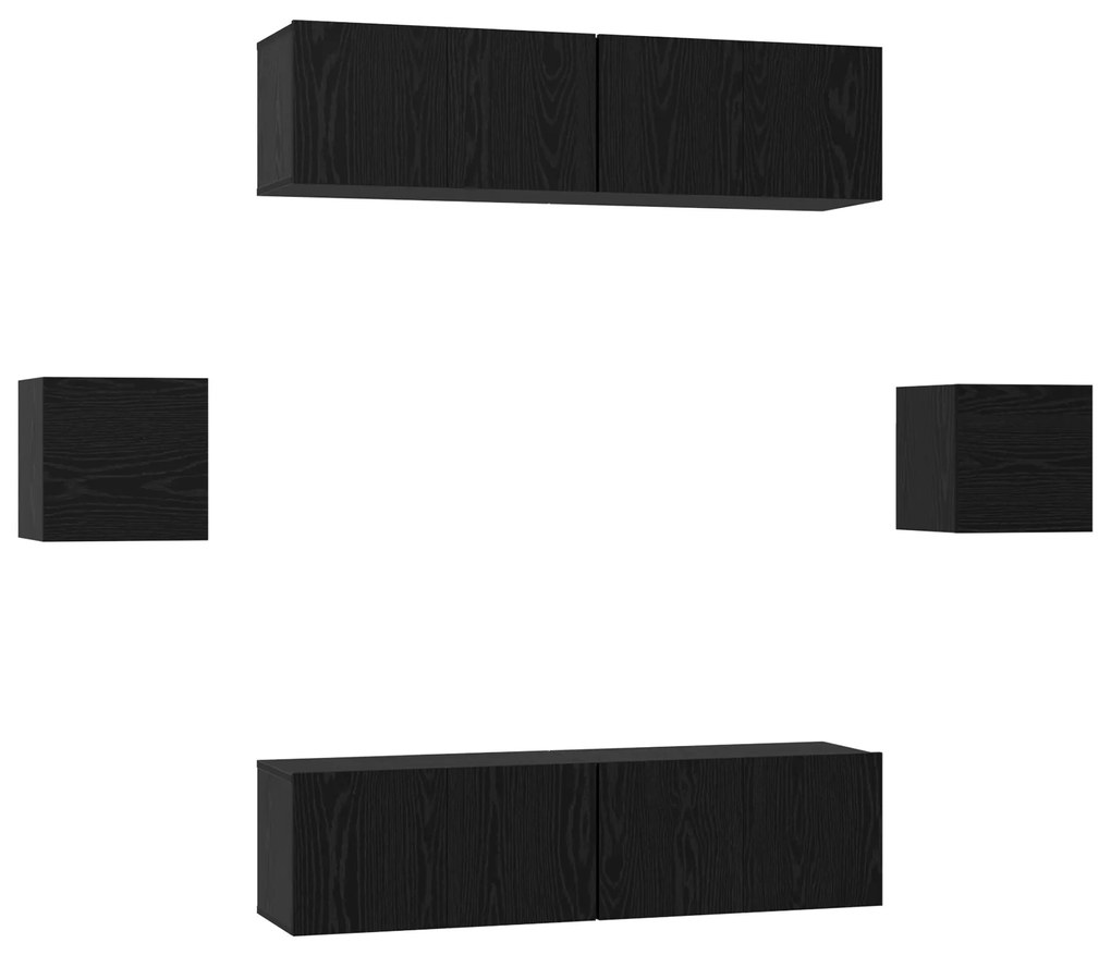 vidaXL Σετ επίπλου τηλεόρασης 6 pcs Μαύρη Δρυς 60 x 30 x 30 cm