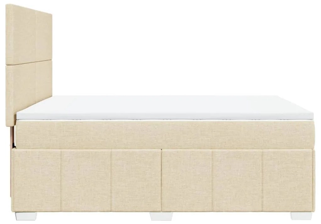 vidaXL Κρεβάτι Boxspring με Στρώμα Κρεμ 160x200 εκ. Υφασμάτινο