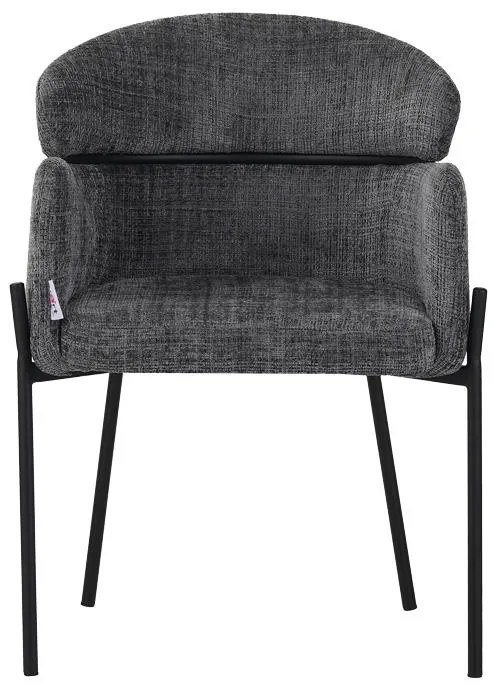 Καρέκλα - Πολυθρόνα Tolerse Inart ανοιχτό γκρι ύφασμα-πόδι μαύρο μέταλλο 58x57x80εκ 2αδα 58x57x80 εκ.