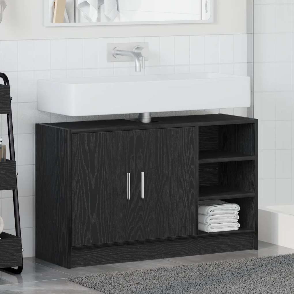 vidaXL ντουλάπι λεκάνης  Μαύρης Δρυς 90x29x55 εκ. Επεξεργασμένο Ξύλο