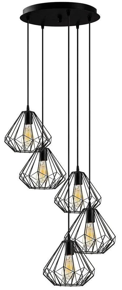 Φωτιστικό Οροφής Diamond 521SHN3396 Φ50x117cm 5xE27 40W Black Opviq