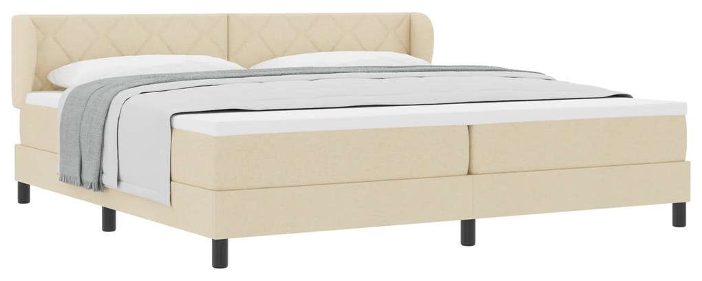 vidaXL Κρεβάτι box spring με στρώμα με στρώμα Κρεμ 200 x 200 cm ύφασμα
