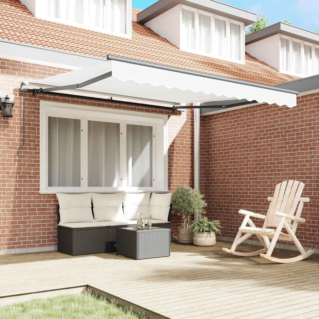 vidaXL Χειροκίνητη Ανασυρόμενη Τέντα Λευκή 350x250 cm