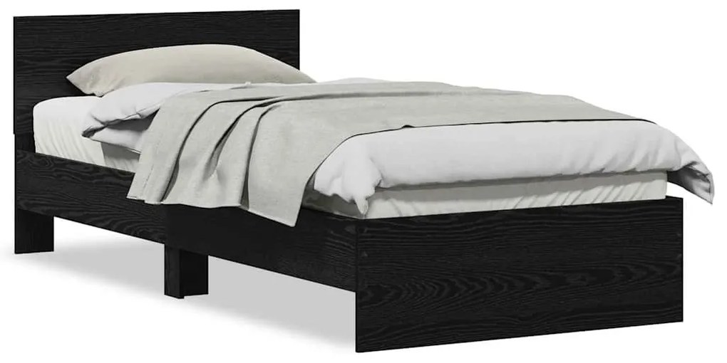 vidaXL Σκελετός Κρεβατιού Μαύρη δρυς 90 x 200 cm Επεξεργασμένο ξύλο