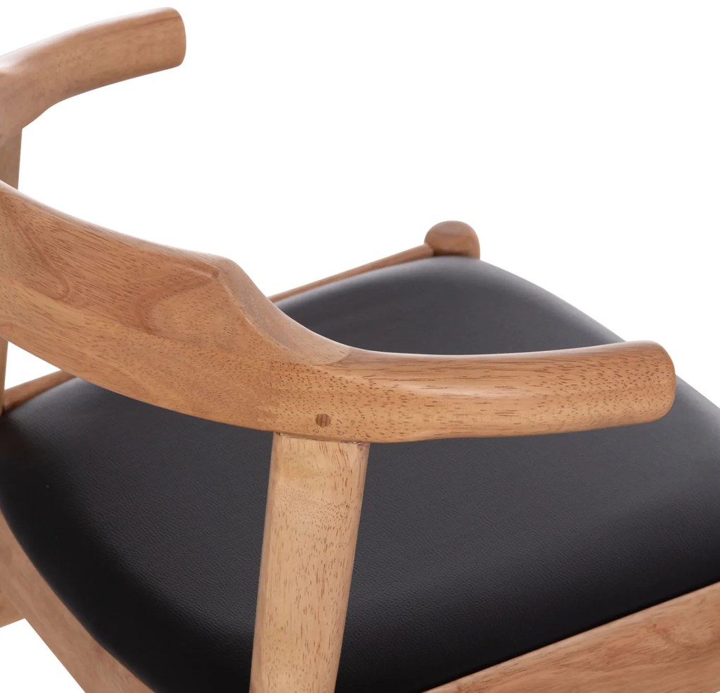 ΠΟΛΥΘΡΟΝΑ CERSEI HM9946.01 RUBBERWOOD ΣΕ LIGHT OAK &amp; PU ΣΕ ΜΑΥΡΟ 57x53x72Υεκ