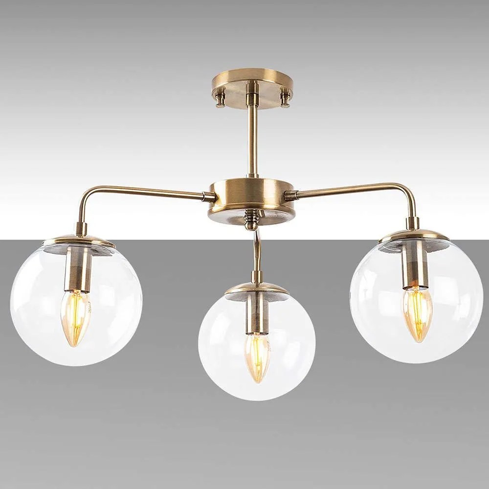 Φωτιστικό Οροφής - Πλαφονιέρα Viran 942FLG1346 56x56x43cm 3xE14 40W Gold-Clear Opviq