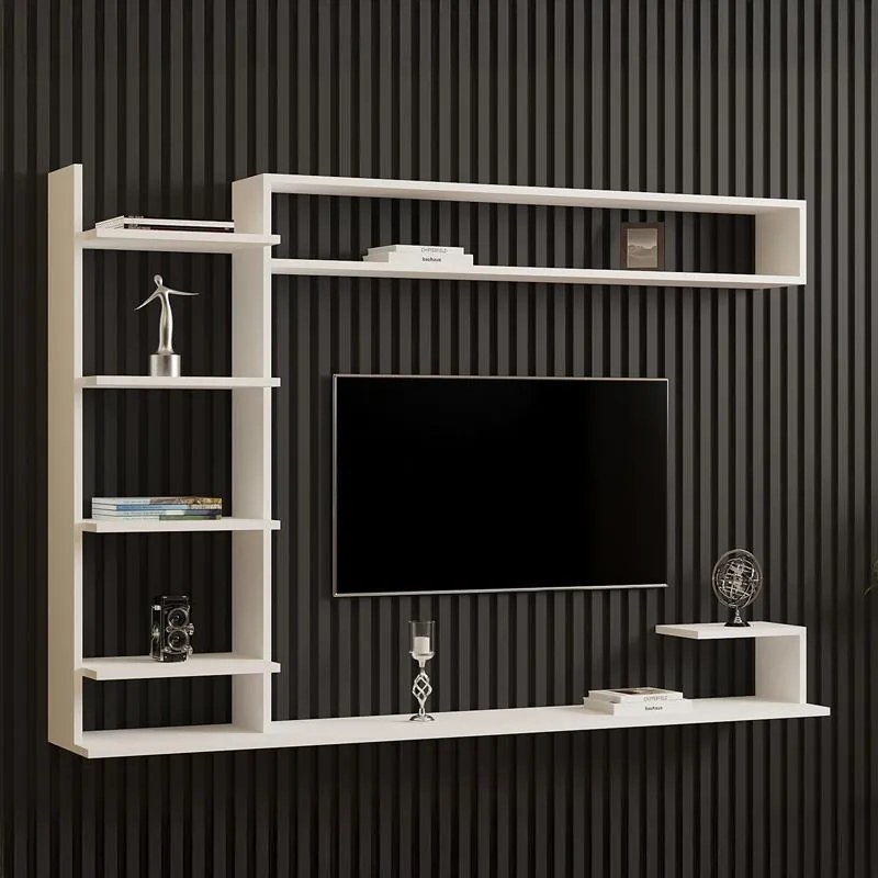 Σύνθετο σαλονιού επιτοίχιο Dilan λευκό 180x29,60x121,80 εκ. 180x29.6x121.8 εκ.