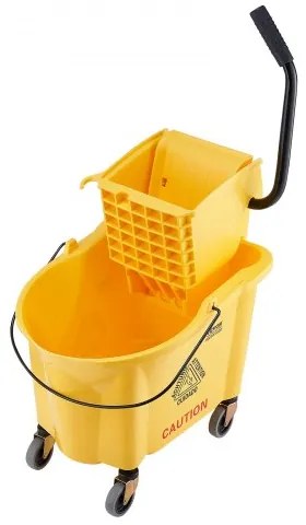 VEVOR Mop Bucket with Wringer, 35 Qt. Commercial Mop Bucket with Side Press Wringer, Side-Press Mop Bucket and Wringer Combo on Wheels, for Professional/Industrial/Business Floor Cleaning, Yellow