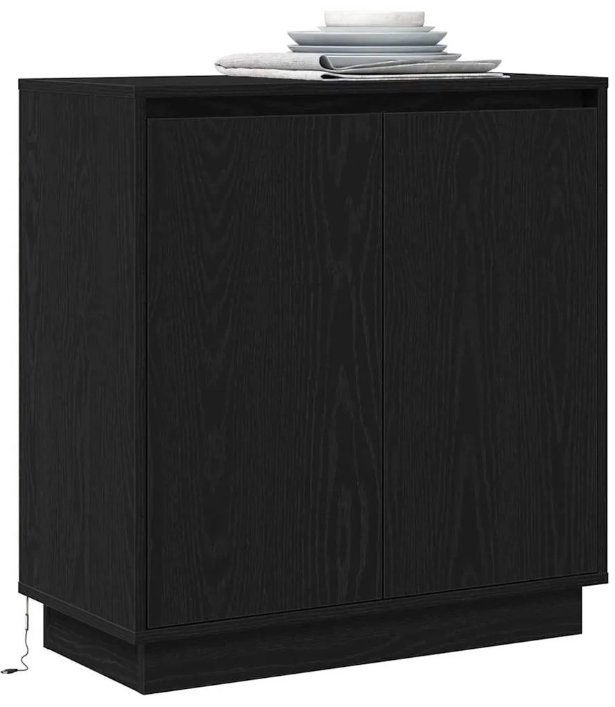 vidaXL Κομοδίνο Μαύρη Οξυά 71 x 34.5 x 75 εκ. Επεξεργασμένο ξύλο