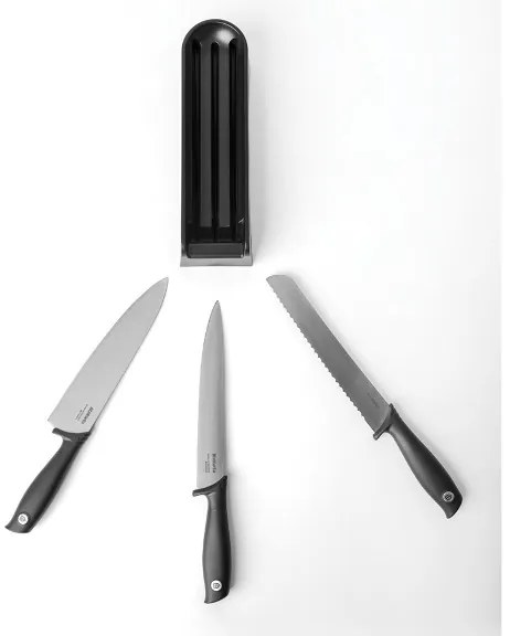 Brabantia 1001176 Σετ Μαχαίρια με Βάση από Ανοξείδωτο Ατσάλι 3τμχ Tasty+ Dark Grey