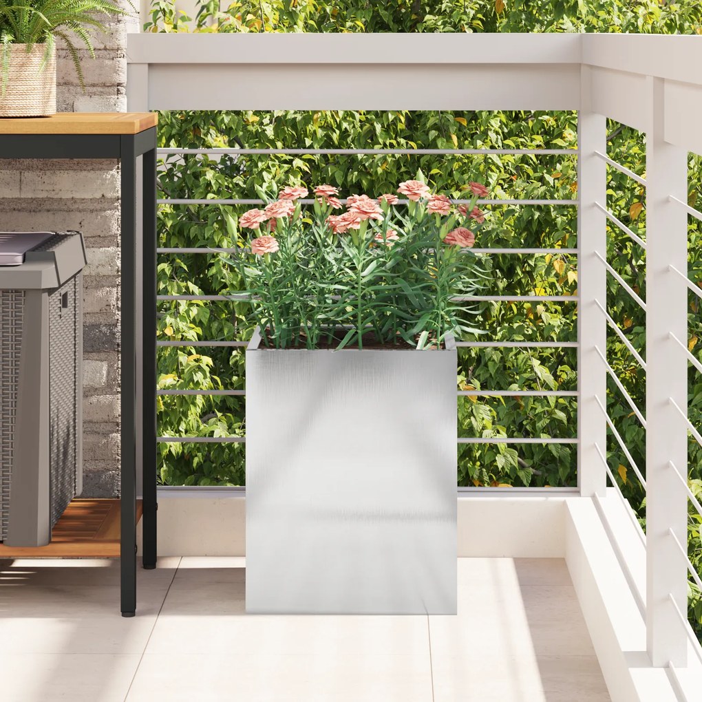 vidaXL Γλάστρα Κήπου Ασημί 50 x 32 x 40 εκ Ανοξείδωτο ατσάλι