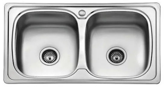 Karag BL 898 Νεροχύτης Κουζίνας Διπλός Inox Σατινέ Ανοξείδωτο Ατσάλι 860 x 500 mm