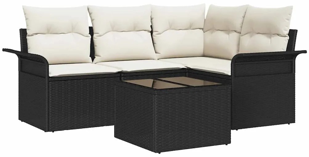 vidaXL Σετ Καναπέ Κήπου με μαξιλάρι 5 pcs Μαύρο Πολυ ράταν