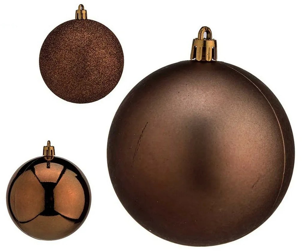 Σετ Χριστουγεννιάτικες Μπάλες Krist+ Καφέ Πλαστική ύλη Ø 8 cm (24 Μονάδες)