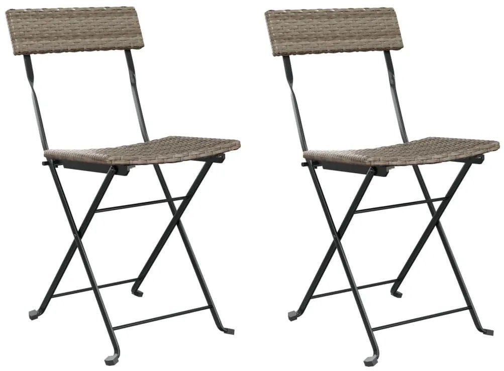 vidaXL Καρέκλες Bistro Πτυσσόμενες 2 τεμ Γκρι Συνθετικό Ρατάν &amp; Ατσάλι