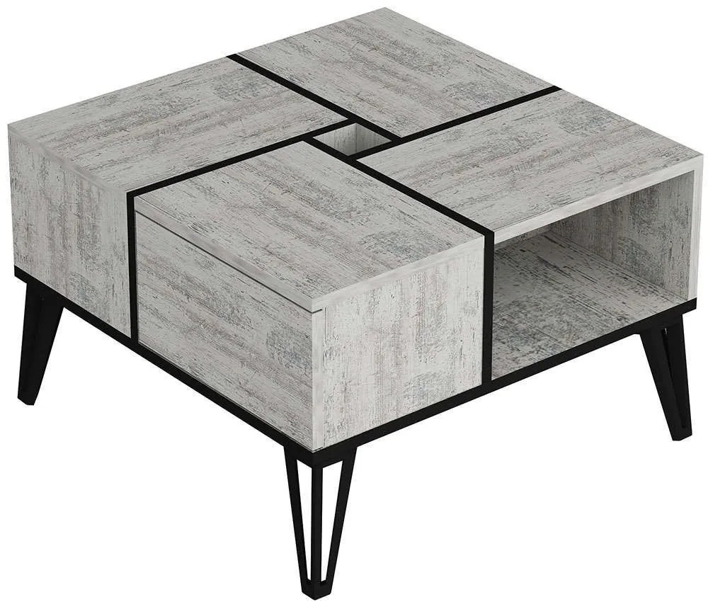 Τραπέζι Σαλονιού Nirvana 505CRL1414 71,8x71,8x43,8cm Crystal White-Black