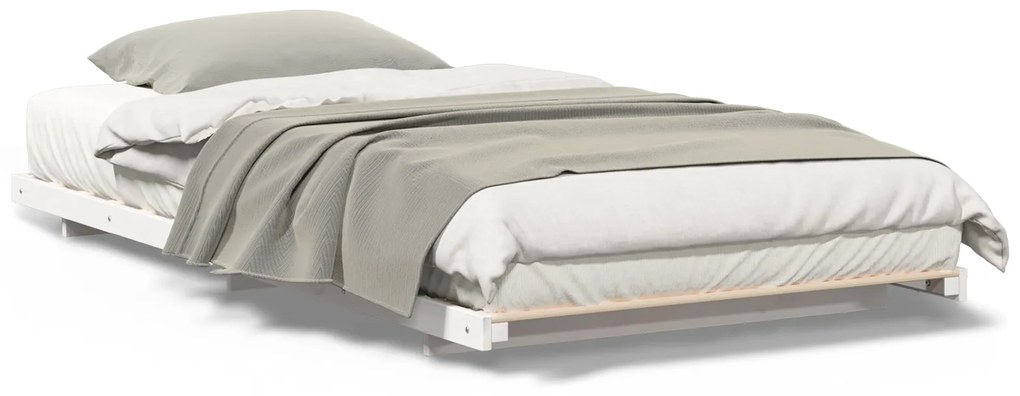 vidaXL Κρεβάτι δαπέδου Λευκό 100 x 200 cm Μασίφ ξύλο πεύκου