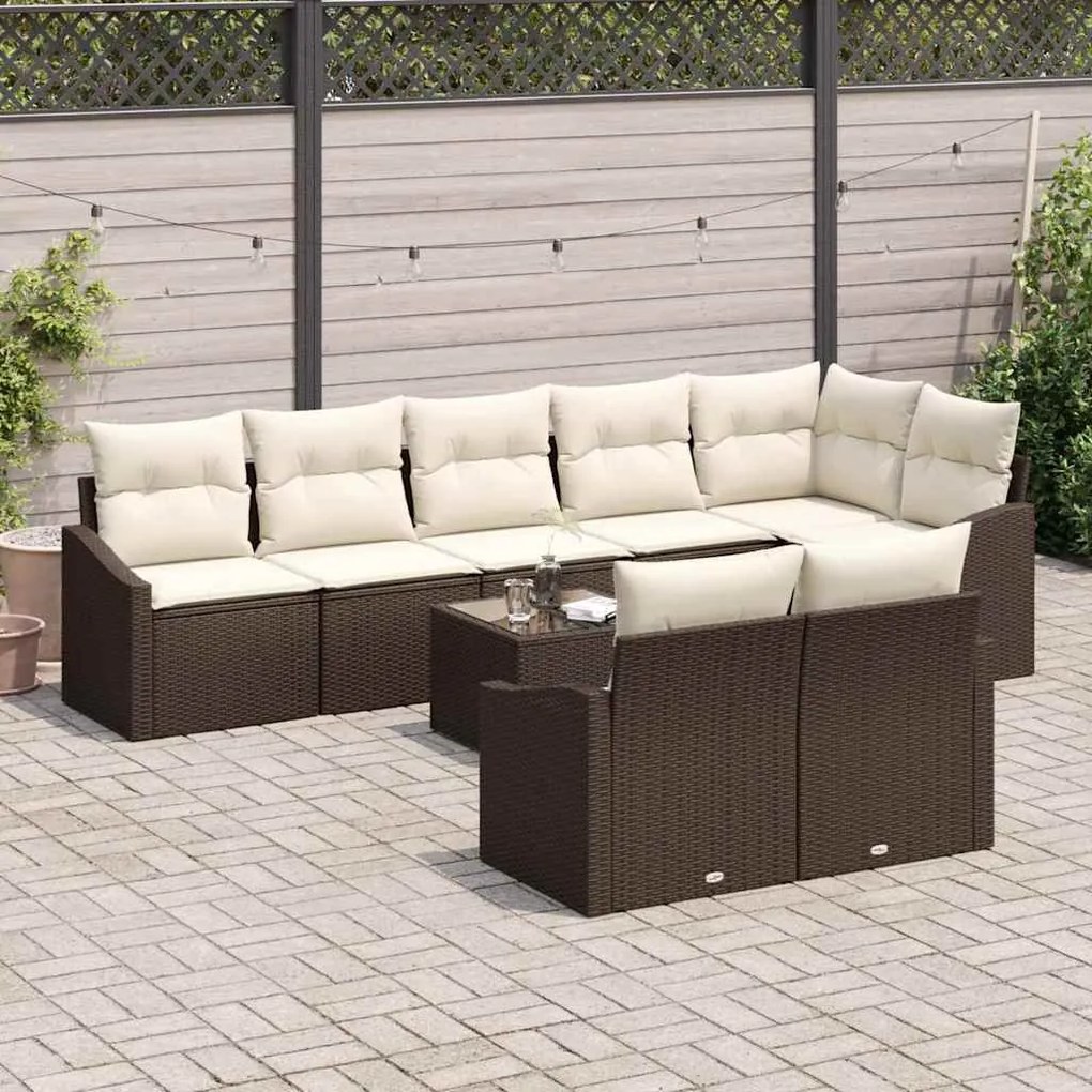 vidaXL Σετ Καναπέ Κήπου 9 pcs Καφέ Πολυ ράταν