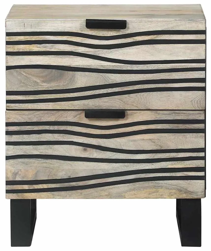 vidaXL Κομοδίνο με συρτάρι 2 pcs Λευκό και Μαύρο 40 x 33 x 46 εκ.