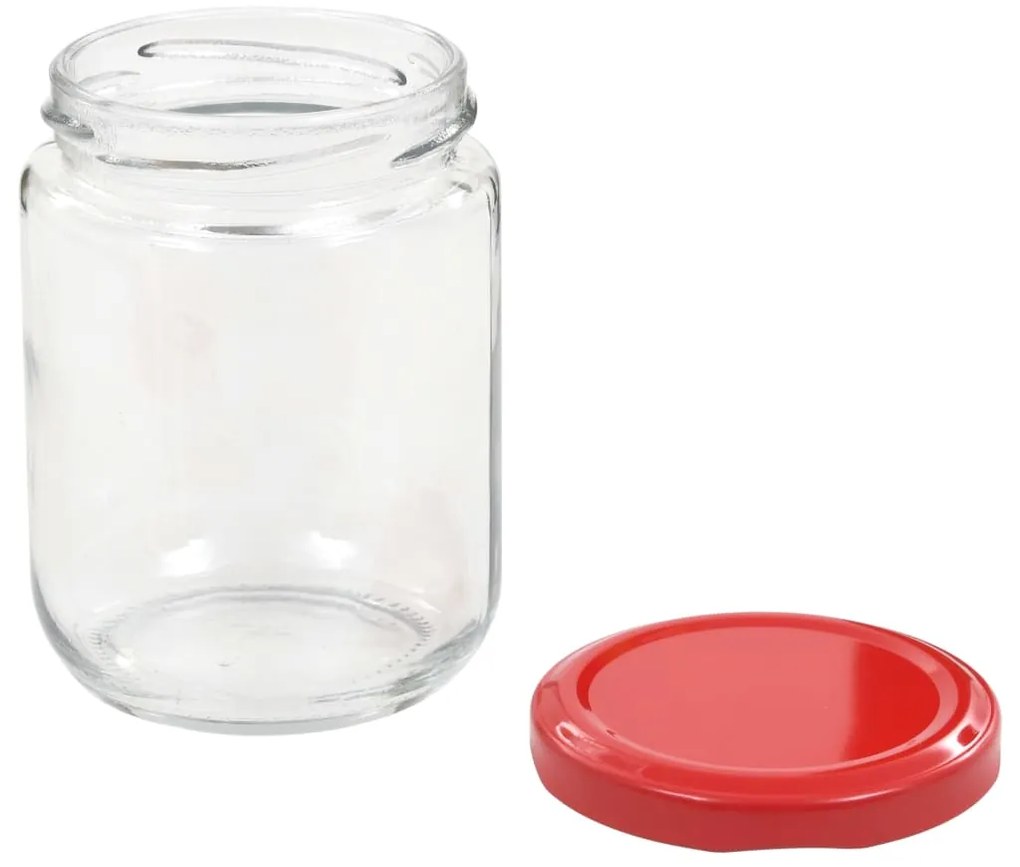 vidaXL Βάζα Μαρμελάδας 96 τεμ. 230 ml Γυάλινα με Κόκκινα Καπάκια