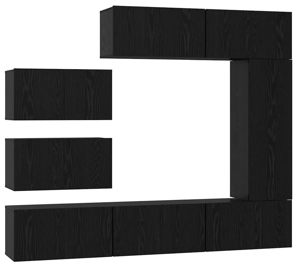 vidaXL Σετ επίπλου τηλεόρασης 8 pcs Μαύρη Οξυά Επεξεργασμένο ξύλο