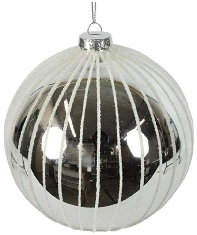 Χριστουγεννιάτικη Μπάλα Ριγέ 013.811520 Φ10cm Silver