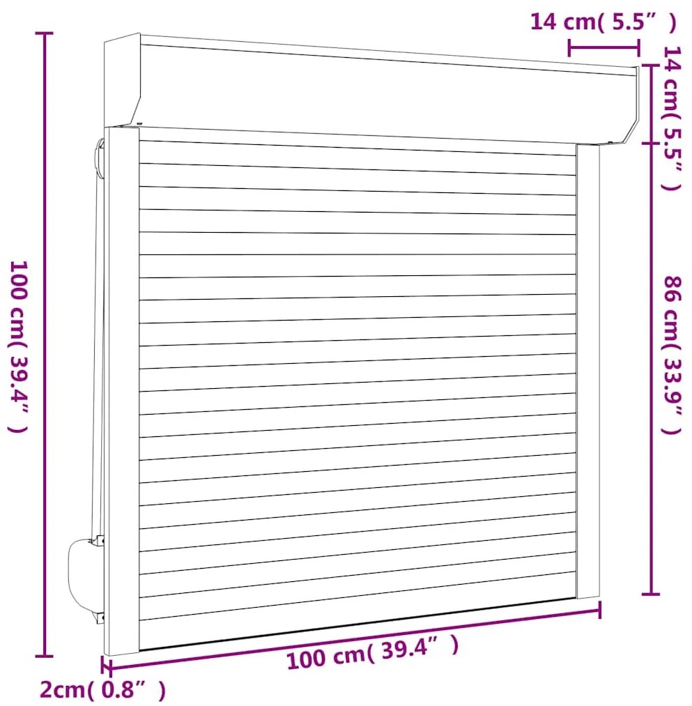 vidaXL Παντζούρι Ρολό Λευκό 100 x 100 εκ. από Αλουμίνιο