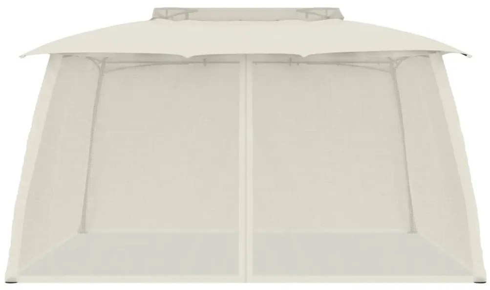 vidaXL Κιόσκι με Διπλούς Τοίχους/Δίχτυ Κρεμ 3,93x2,93 μ. από Ατσάλι
